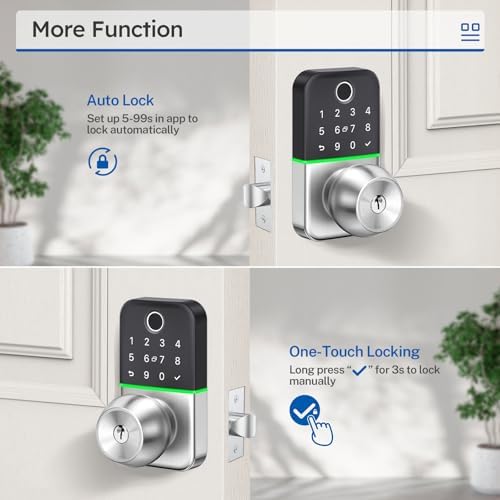 Smart Door Lock with fingerprint app entry weather-resistant