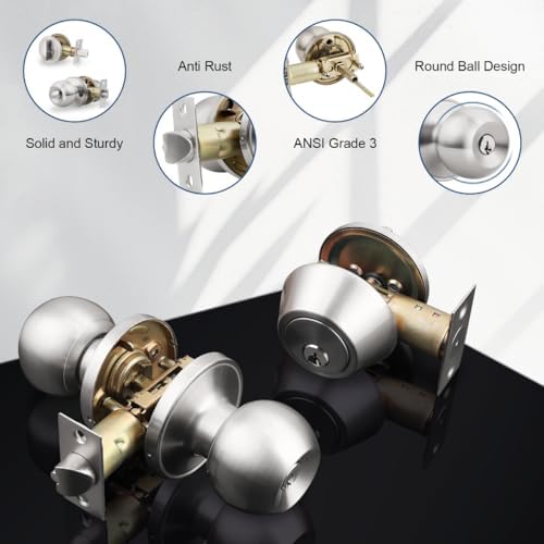 Professional Outdoor Door Knob Set Keyed Alike 4-Pack