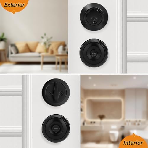 Probrico Entry Door Knobs and Deadbolt Set 3-Pack Flat Black