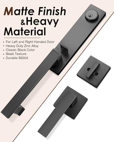 Modular Matte Black Front Door Lock Set for Heavy Duty Use
