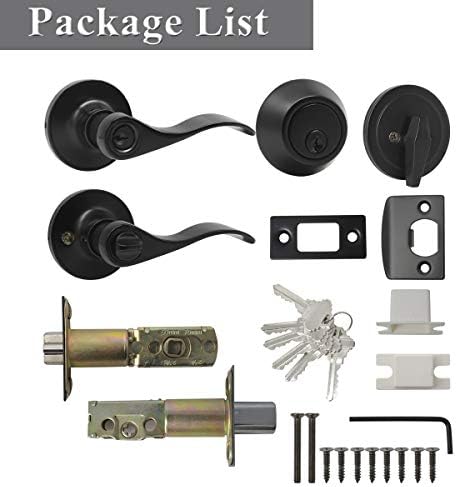Versatile Front Door Entry Lever Lockset Single Cylinder Deadbolt Combination Set