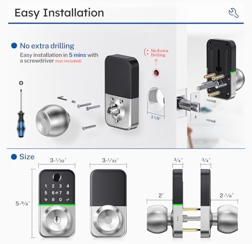 Smart Door Lock with fingerprint app entry weather-resistant