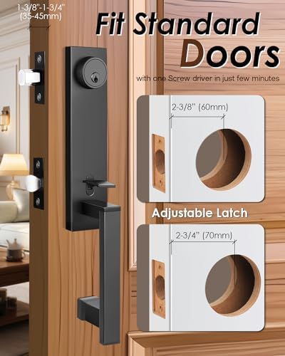Modular Matte Black Front Door Lock Set for Heavy Duty Use