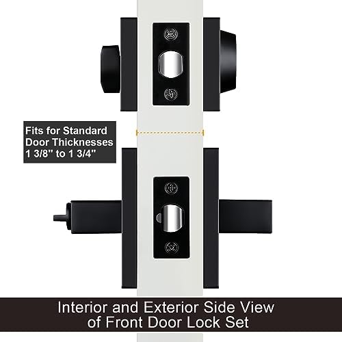 Haidms Black Exterior Door Lock Set with Matte Black Handles
