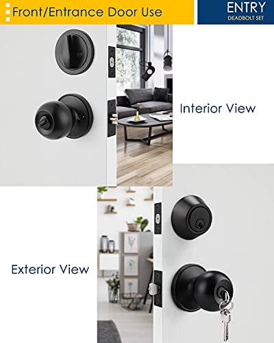 Versatile 4-Pack Door Knob Deadbolt Set with Black Finish