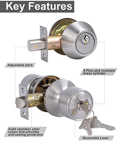 2 Set Keyed Alike Entry Door Knobs Deadbolt Lock Set