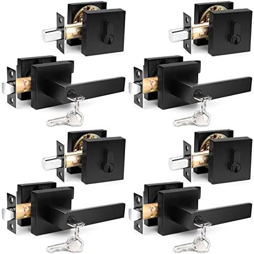 Probrico Square Keyed Entry Levers and Single Cylinder Deadbolts Combo