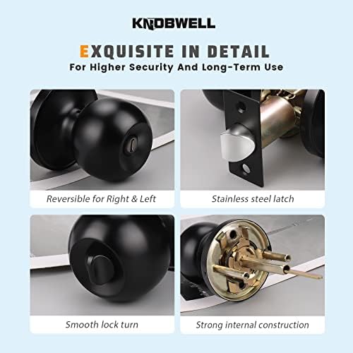 KNOBWELL 3-Pack Matte Black Door Knobs