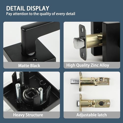 JESSTTI Heavy Duty Door Lock Set with Matte Black Finish