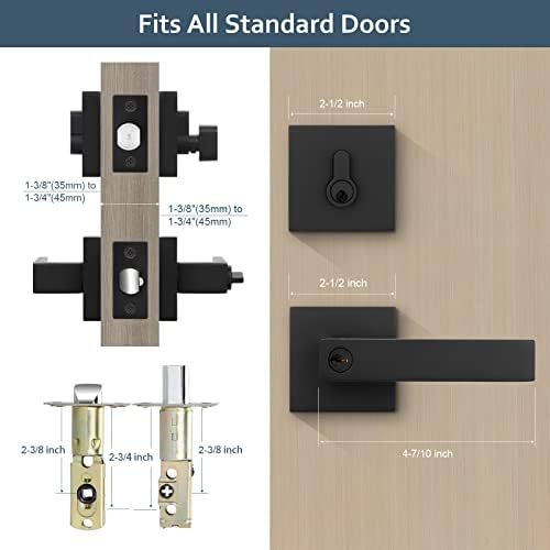 EHomeWare 2 Set Entry Lever Door Handle Deadbolt Lock Set