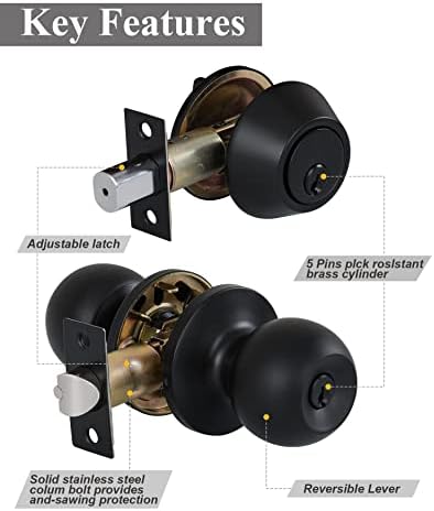Lanwandeng 4-Set Entry Knobs Deadbolt
