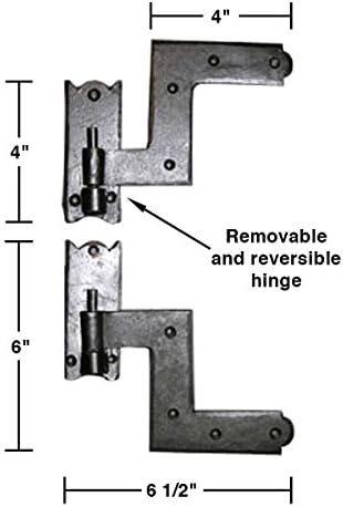 Black Wrought Iron Hinges - Lift-Off Pintle Strap Pair
