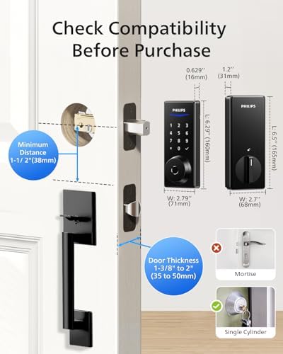 Philips Wi-Fi Smart Lock with Handle Keyless Entry Door Lock Set