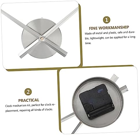Precision Battery-Operated Clock Movement Kit with Silver Shaft and Handles