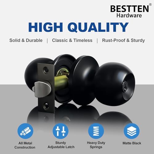 BESTTEN 2-Piece Door Knob Set Matte Black