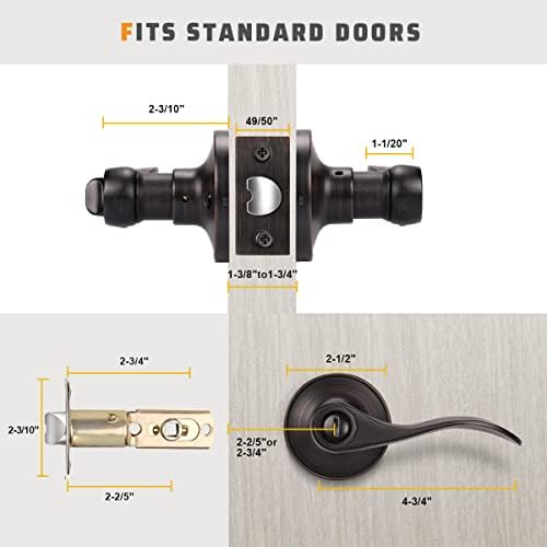 4-Piece Bronze Lever Door Handles for Privacy and Security