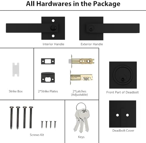 Haidms 2-Piece Black Exterior Door Lock Set
