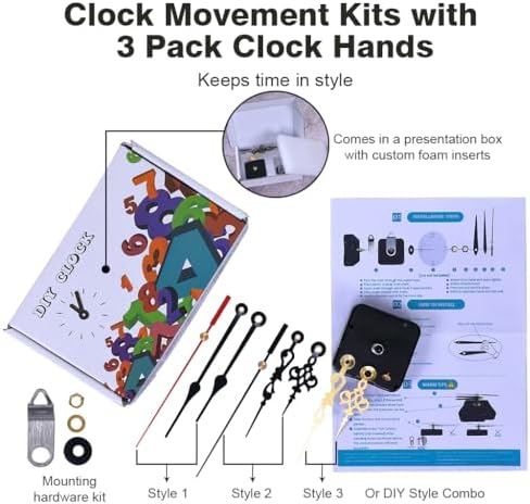 EMOON Precision Clock Kit Compact Mechanism 3-Piece Set DIY Repair