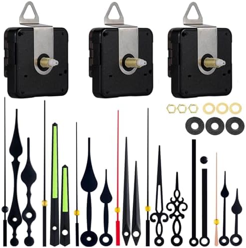3-Piece Silent Clock Mechanism Kit with Different Shaft Sizes