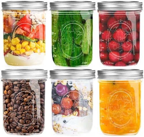 Wide Mouth Mason Jar 16oz with Lids 6pk