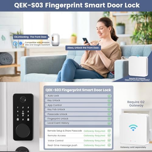 Biquole Smart Deadbolt Door Lock with Keypad Fingerprint App Control