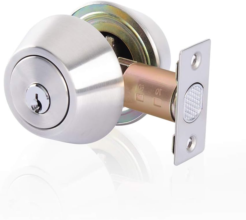 Double Keyed Deadbolt Lock PrivacyPassage Satin Stainless Steel Silver