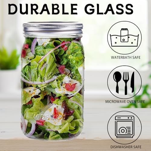 Mason Jars 32oz 12-Piece Set for Fermenting Canning Durable Sealed