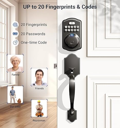 Veise Fingerprint Door Lock Set Keyless Entry Front Handle Matte Black