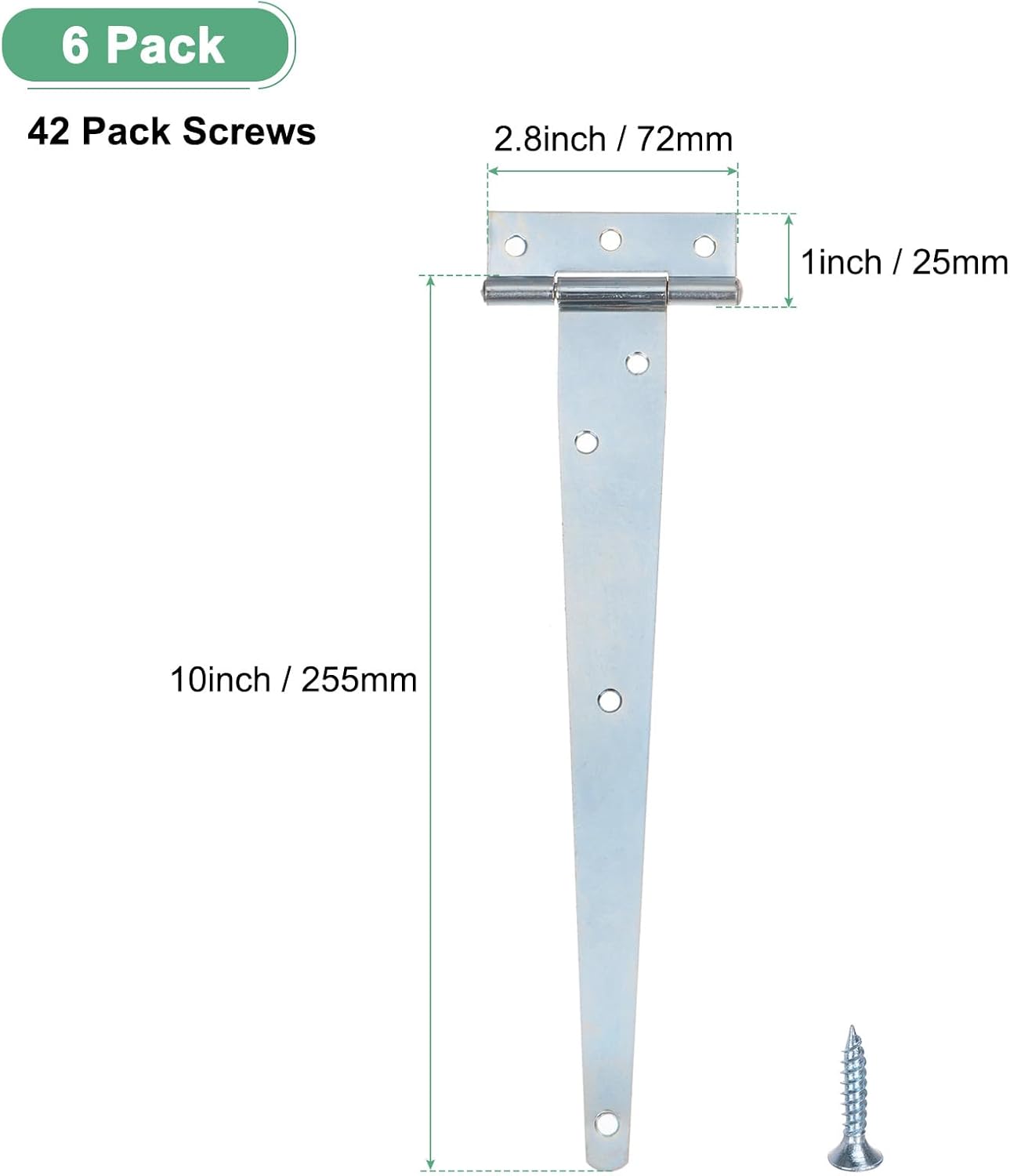 Durable Multipurpose Hinges for sheds and Barn Doors 6-Pack White