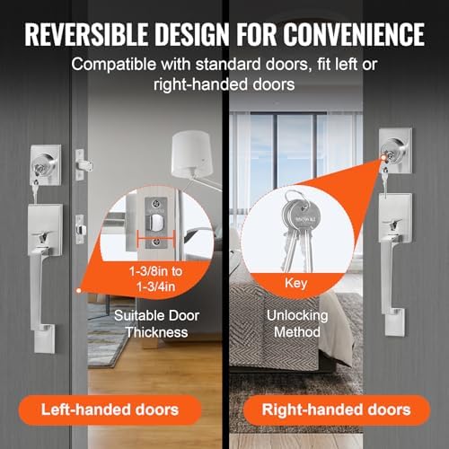 VEVOR Front Door Handle Set with Satin Nickel Hardware