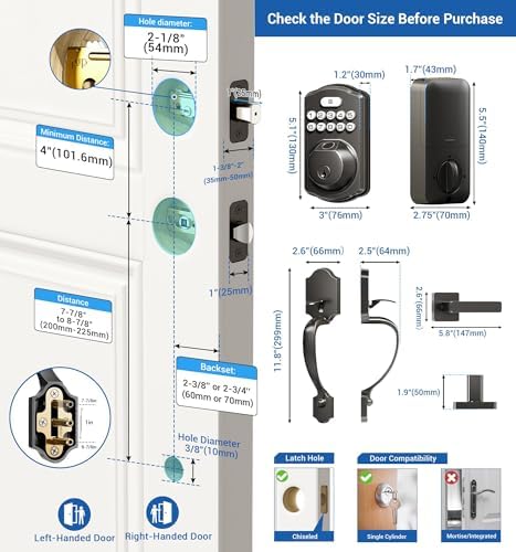Veise Fingerprint Door Lock Set Keyless Entry Front Handle Matte Black