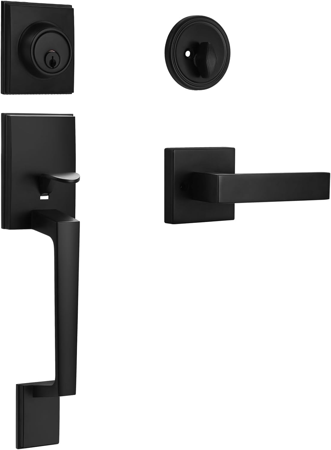 Matte Black Front Door Handles Deadbolt Set