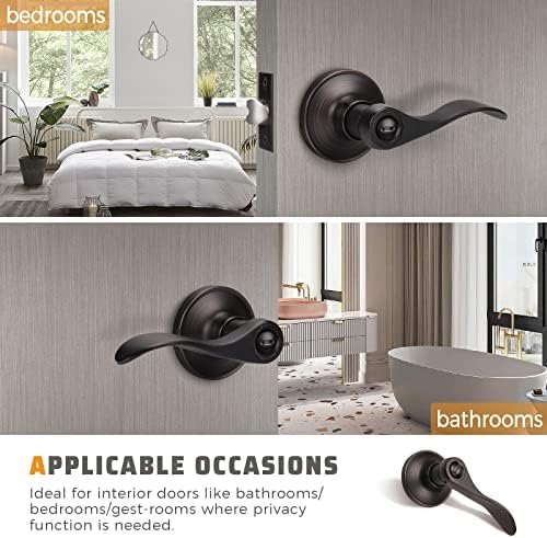 4-Piece Bronze Lever Door Handles for Privacy and Security