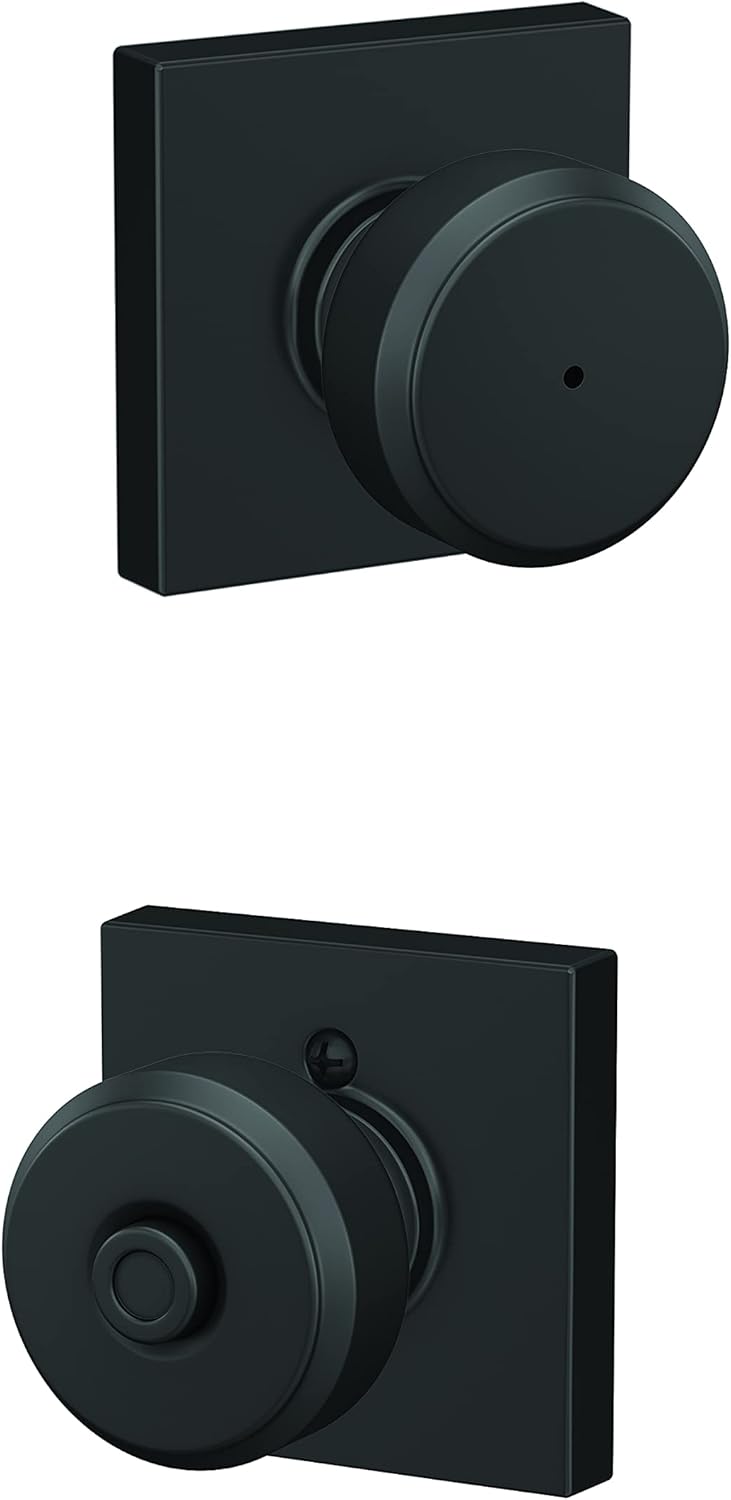 Matte Black Schlage F40 Door Knob Trim BWE 622 COL