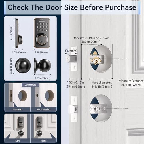 Smart Keyless Entry Door Lock with Keypad Handle Oil Rubbed Bronze