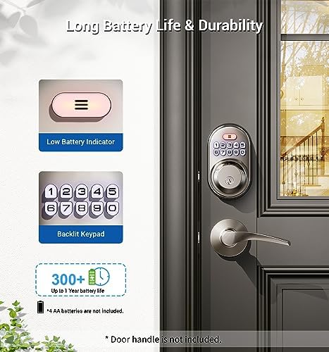 Keyless Entry Door Lock SATIN Nickel Smart Deadbolt Easy Install 4AA Batteries
