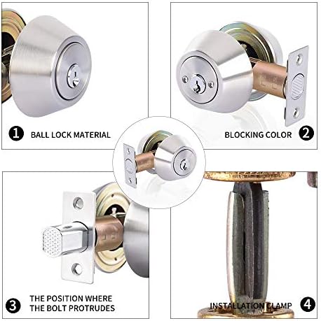Double Keyed Deadbolt Lock PrivacyPassage Satin Stainless Steel Silver