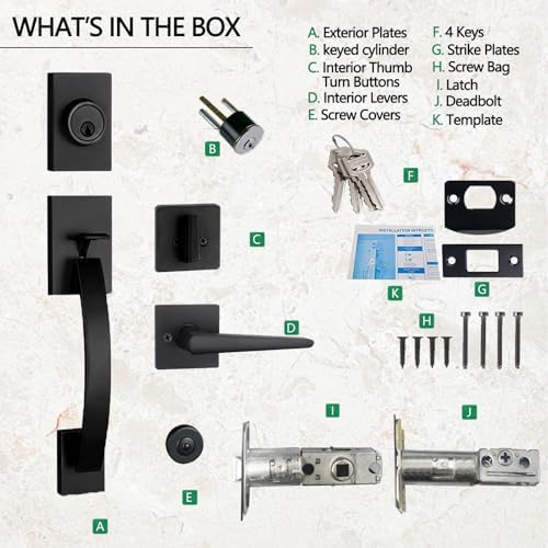 NEWBANG Matte Black Door Lever Handle Set