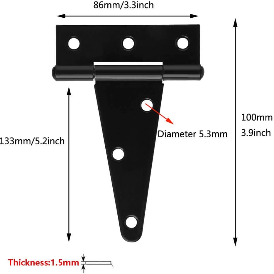 NIDAYE 4Pack 4 Inch T Strap Door Hinges Heavy Duty Shed Gates