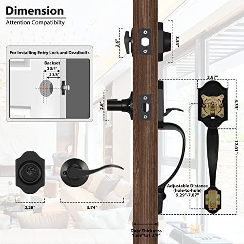 Haidms Matte Black Door Handle Set