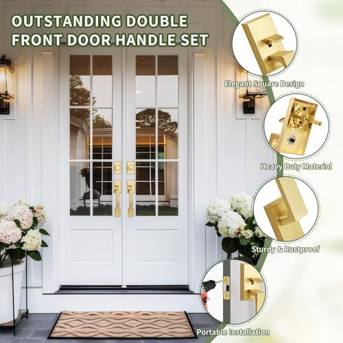 Moquin Front Door Lock Set Brushed Gold for Stylish Secure Entry