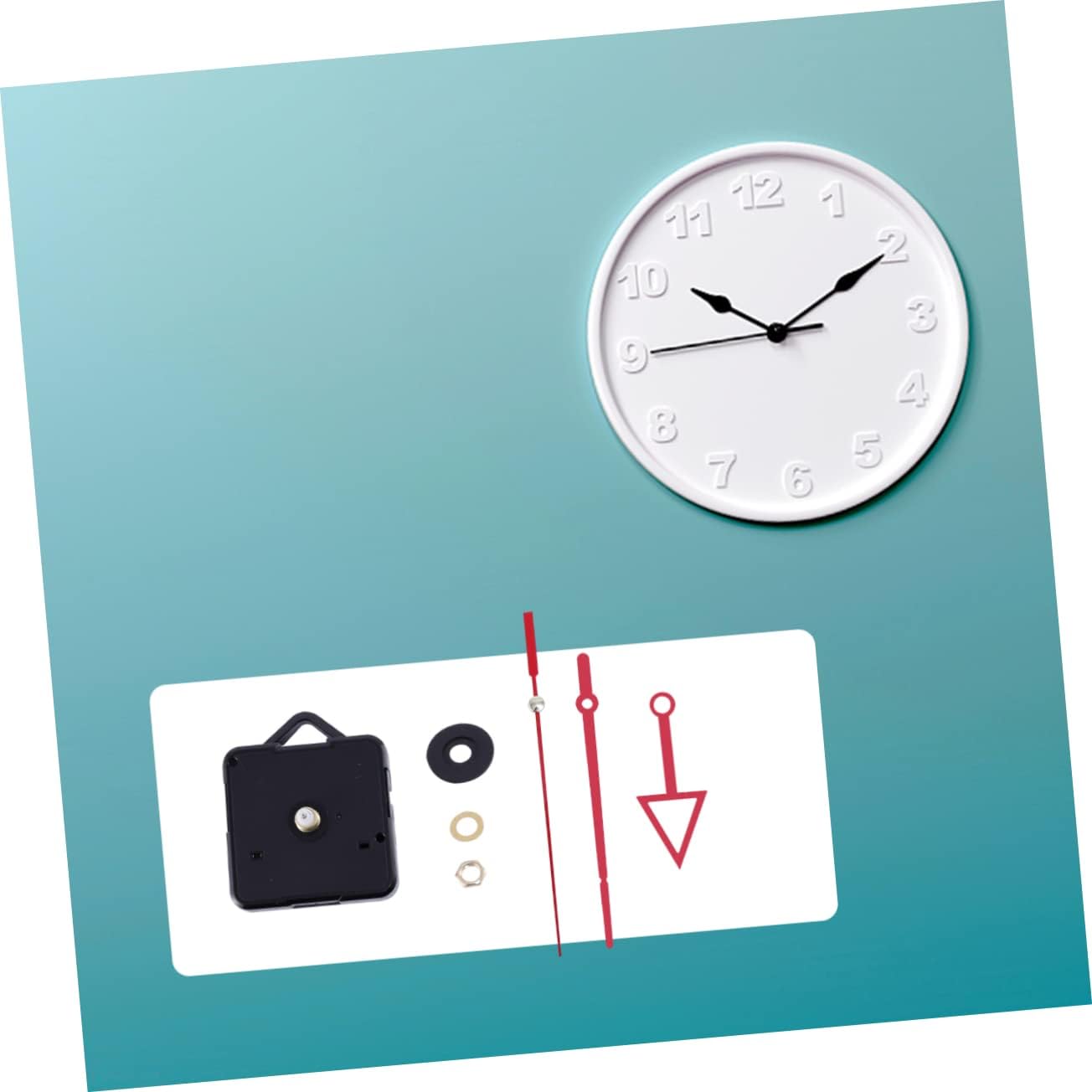 Veemoon Red Clock Hands and Mechanism Kit for DIY