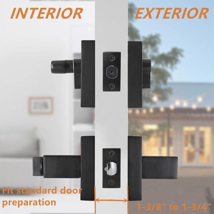 Probrico Square Keyed Entry Levers and Single Cylinder Deadbolts Combo