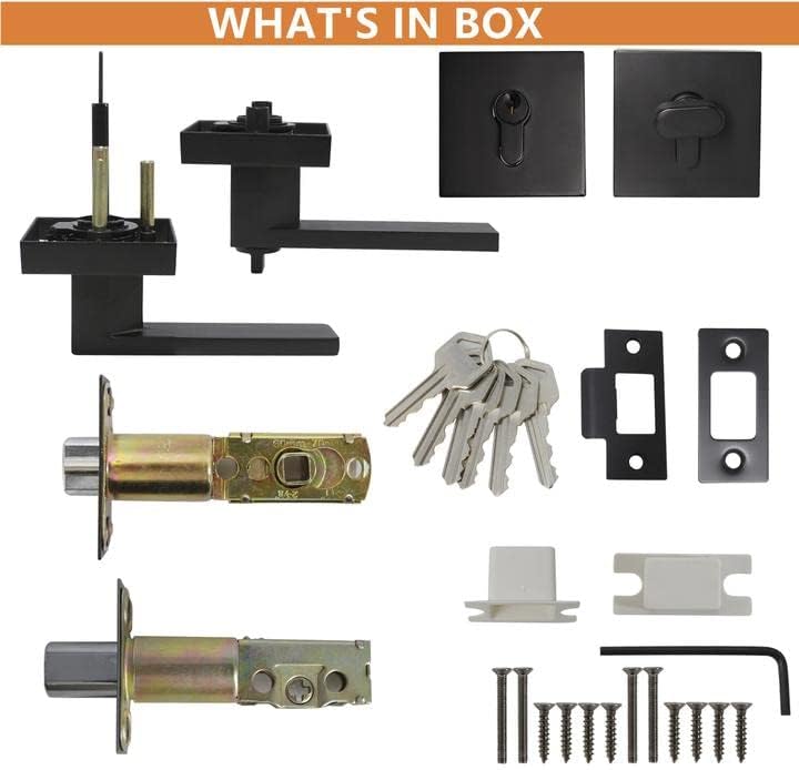 Probrico Square Keyed Entry Levers and Single Cylinder Deadbolts Combo