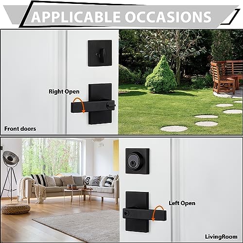 Haidms Black Exterior Door Lock Set with Matte Black Handles