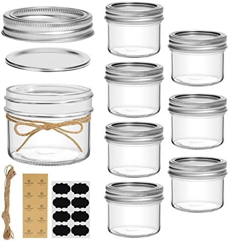 ComSaf Mini Mason Jars Set of 8 - Compact Durable