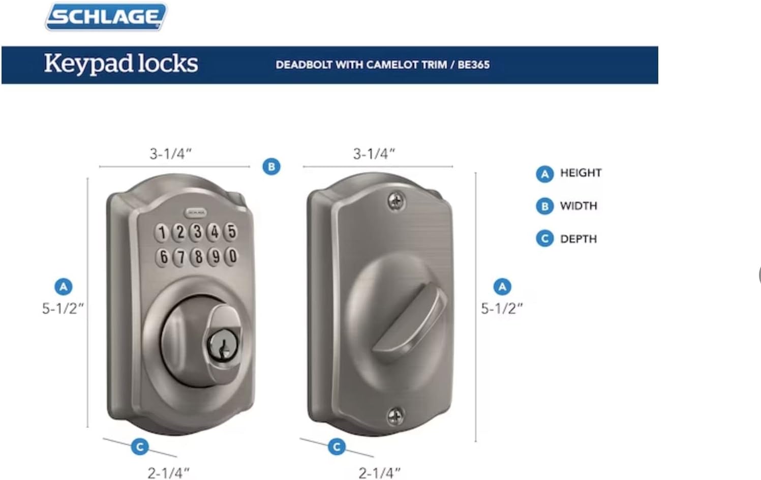 Schlag FBE365 V CAM 716 Electronic Door Lock