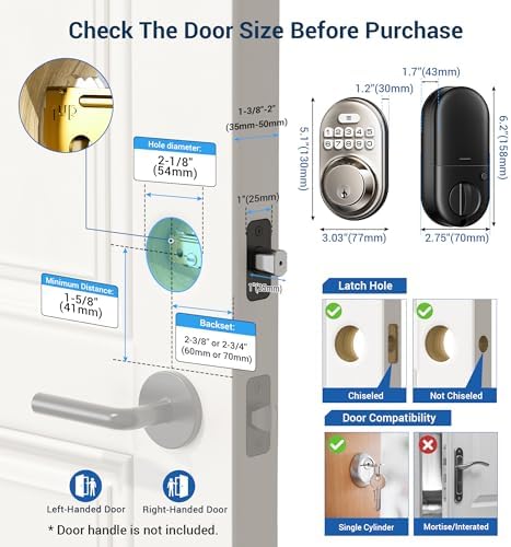 Keyless Entry Door Lock SATIN Nickel Smart Deadbolt Easy Install 4AA Batteries