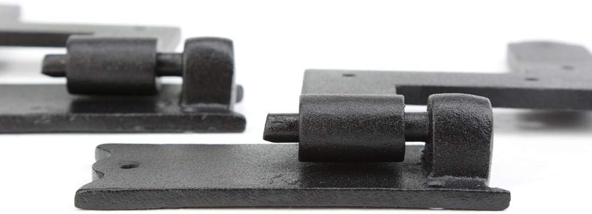 Black Wrought Iron Hinges - Lift-Off Pintle Strap Pair