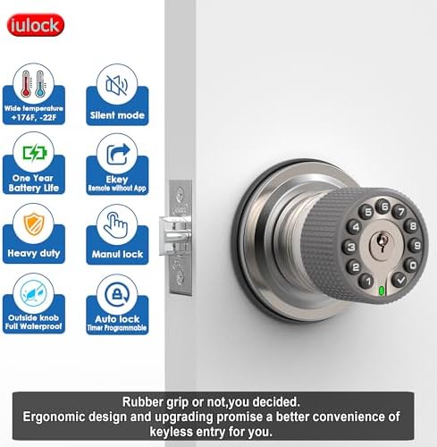 Smart Keypad Door Lock with 50 User Codes Waterproof Distinctive Design